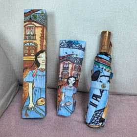 GUCCI Vintage Girl Illustration Folding Umbrella-6528  